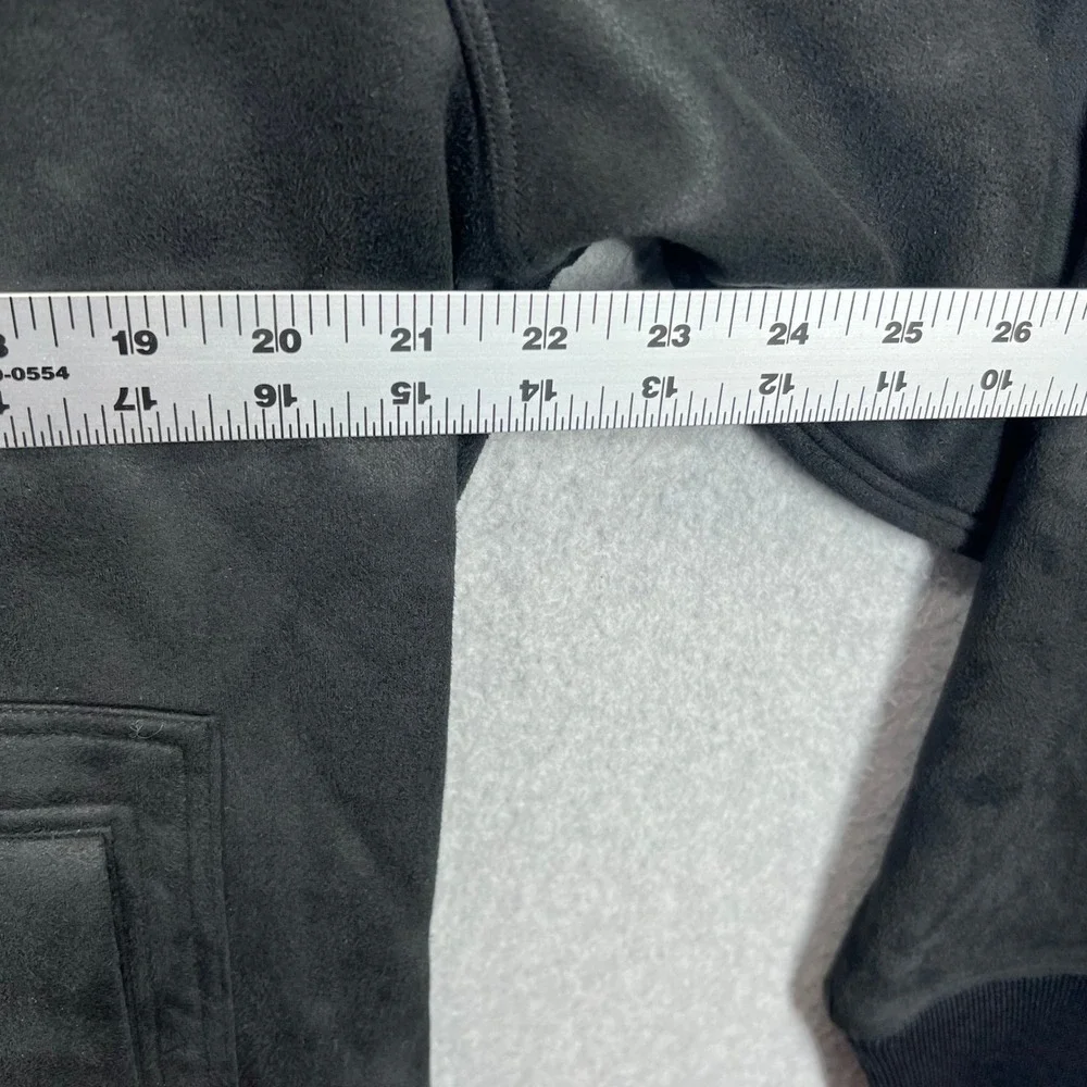 EFM Donrad Duncan‎ Full Zip Hoodie Mens L Black Suede Finish Bomber Jacket NWT